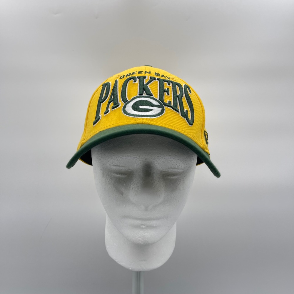 New Era 39THIRTY Green Bay Packers Cap L/XL Yellow Green Stretch Fit NFL Hat